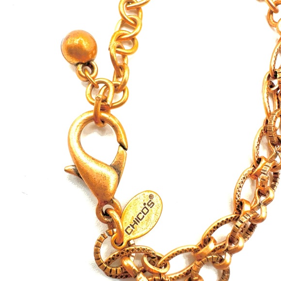 14-18" Chico's Blue Rhinestone Pendant Bullseye Western Chain Necklace - Picture 6 of 7